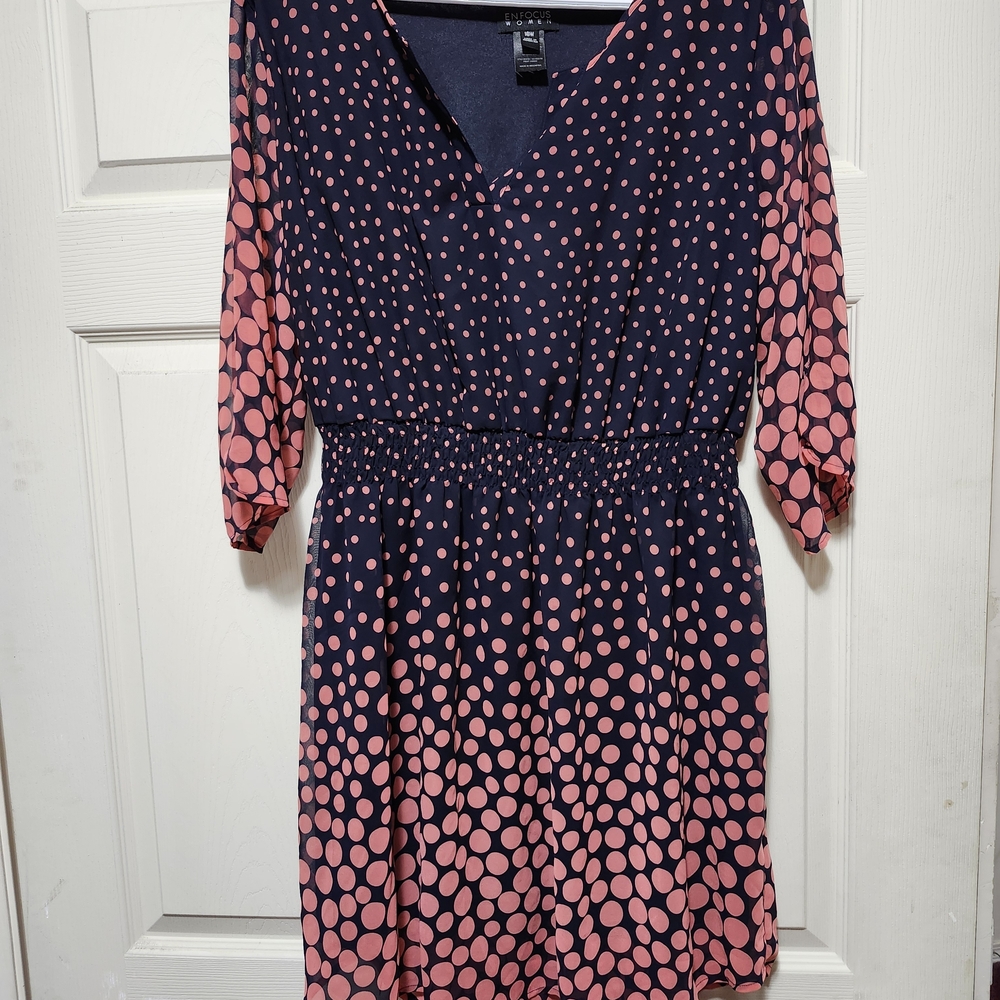 Navy and Pink Polka Dot Dress